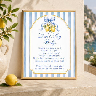 Amalfi Lemon Baby Shower Don't Say Baby Game Sign