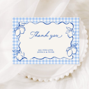 Amalfi Lemon Blue Gingham Thank You Card
