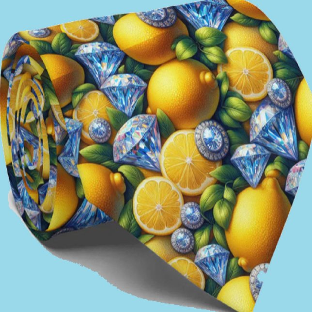 Amalfi Lemon Faux DIamonds Faux Silk Tie (Creator Uploaded)