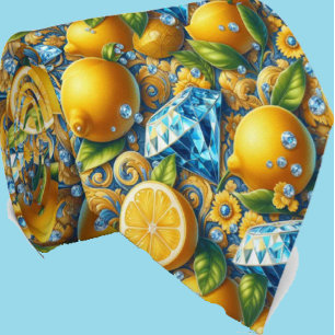 Amalfi Lemon Mediterranean Faux DIamonds Faux Silk Tie