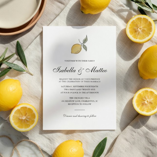 Amalfi Lemon Wedding Invitation | Minimal Elegant  (Creator Uploaded)