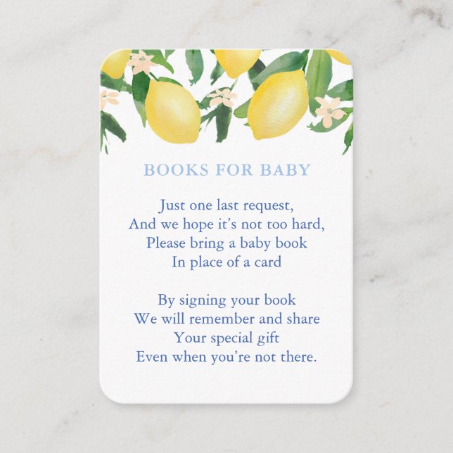 Amalfi Lemons Build Baby Boy's Library Baby Shower Enclosure Card (Front)