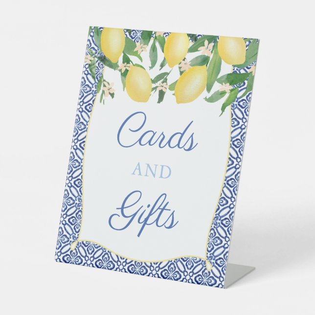 Amalfi Lemons Cards And Gifts Wedding Shower Pedestal Sign (Front)