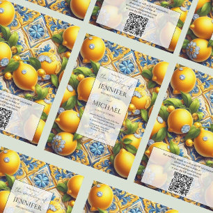 Amalfi Lemons + Diamonds Luxury QR Code Wedding Invitation