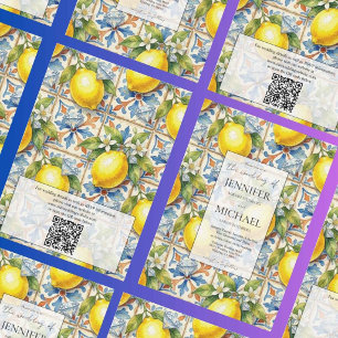 Amalfi Lemons + Diamonds Luxury QR Code Wedding Invitation