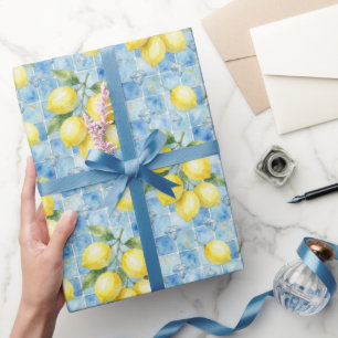 Amalfi Lemons, Diamonds, & Mediterranean Tiles Wrapping Paper
