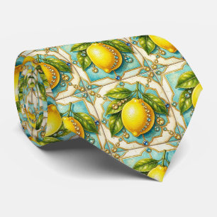 Amalfi Lemons Faux Silk Luxury Designer Style Tie