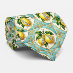 Amalfi Lemons Faux Silk Luxury Designer Style Tie