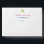 Amalfi Lemons Vibrant Pink Return Address Envelope<br><div class="desc">Envelope design with a vintage blue and white tile liner and the name/ return address in bold pink and cobalt blue. The design also features a watercolor lemon with leaves,  handpainted by me. This design matches my lemons / blue tiles / blue accents range of stationery.</div>