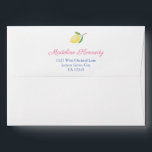 Amalfi Lemons Vibrant Pink Return Address Envelope<br><div class="desc">Envelope design with a vintage blue and white tile liner and the name/ return address in bold pink and cobalt blue. The design also features a watercolor lemon with leaves,  handpainted by me. This design matches my lemons / blue tiles / blue accents range of stationery.</div>