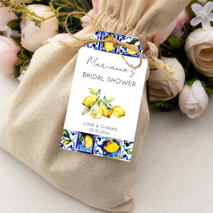 Amalfi Majolica blue tiles lemons bridal shower Gift Tags