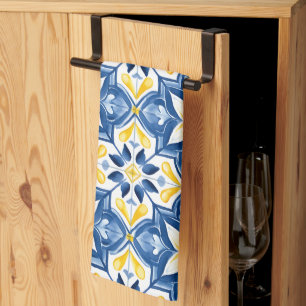 Amalfi Mediterranean Blue Tiles Tea Towel