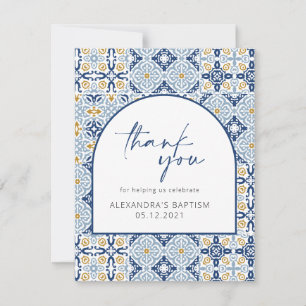 Amalfi Positano Mediterranean Blue Tile Thank You Card