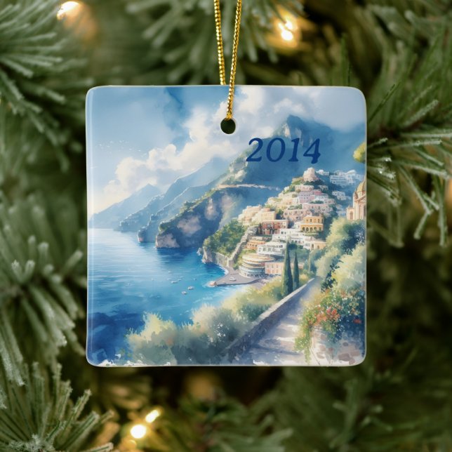Amalfi Positano Romantic Travel Anniversary Gift Ceramic Ornament (Tree)