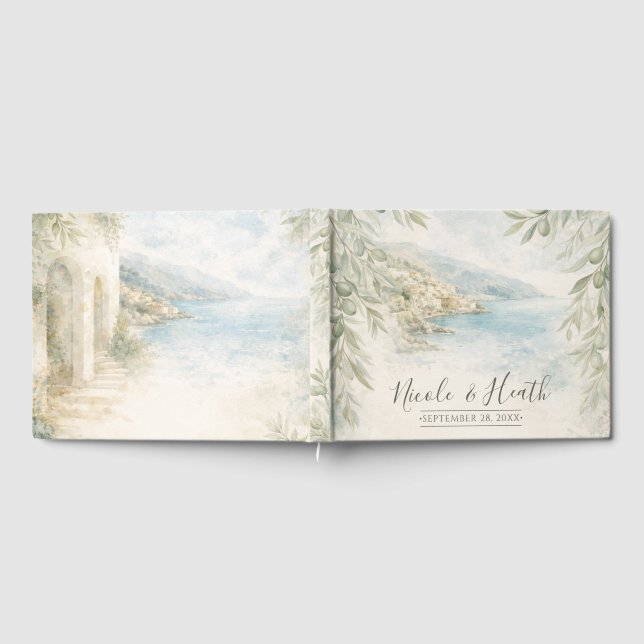 Amalfi Reverie — Mediterranean Coastal Wedding Guest Book (Full)