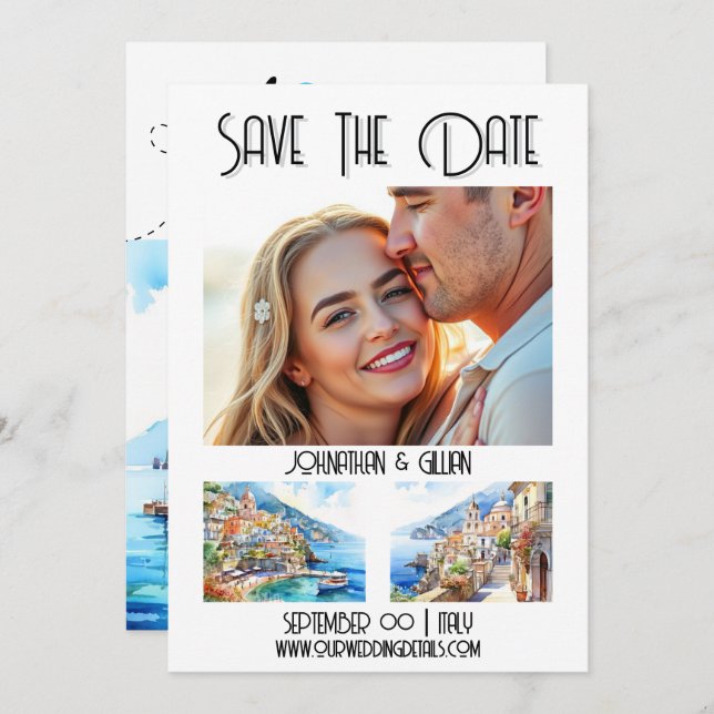 Amalfi save the date photo destination getaway  (Front/Back)