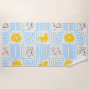 Amalfi style seamless pattern with lemons beach towel