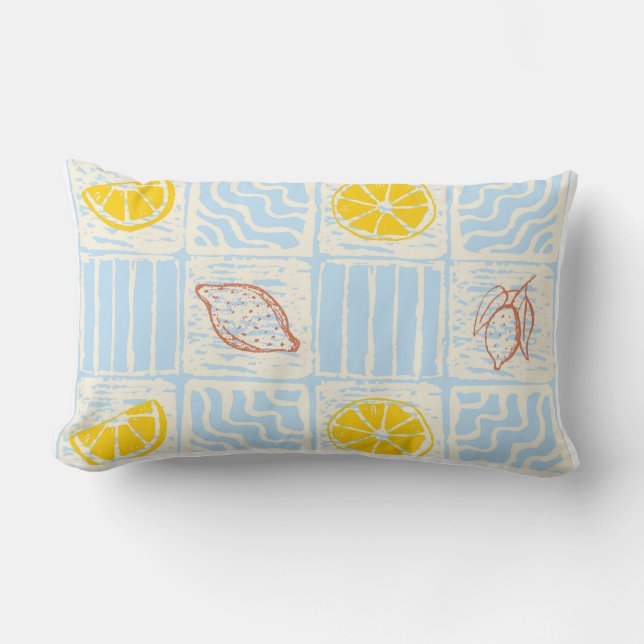 Amalfi style seamless pattern with lemons lumbar cushion (Front)