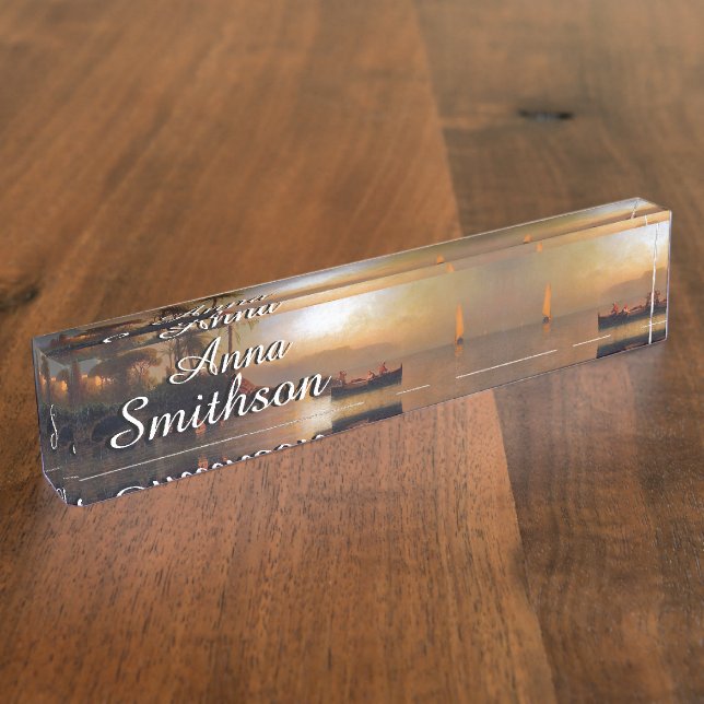 Amalfi Sunset Ocean Italy Boats Name Plate (Side)