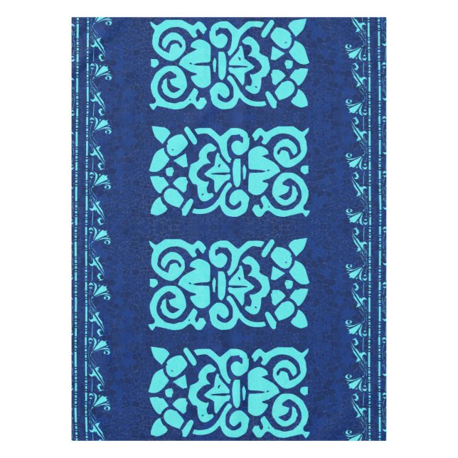 Amalfi tablecloth in blue and turquoise (Front)