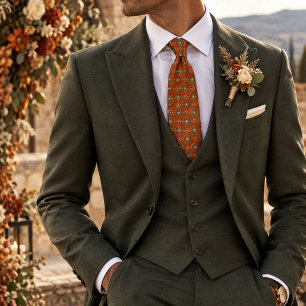 Amalfi Terracotta Blue Gold Medallion Foulard Tie