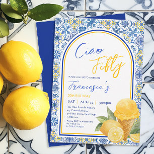 Amalfi Tiles Italian Summer 50th Birthday Party Invitation