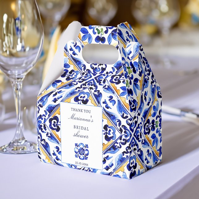 Amalfi Vietri blue tile bridal shower favours Favour Box (Amalfi Vietri blue tile bridal shower favors personalized Favor Box Mediterranean themed favor boxes)