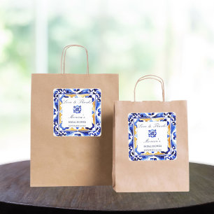 Amalfi Vietri tiles Italian bridal shower favour Square Sticker