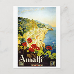 "Amalfi" Vintage Travel Poster Postcard