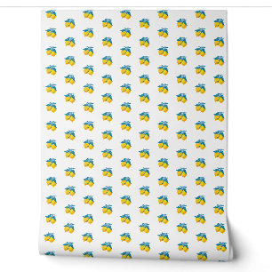 Amalfi Yellow Lemons Mediterranean Gingham Yellow  Wallpaper