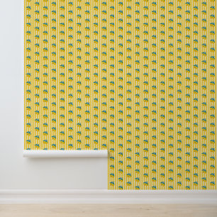Amalfi Yellow Lemons Mediterranean Gingham Yellow  Wallpaper