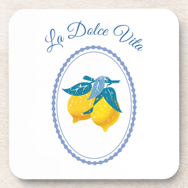 Amalfi Yellow Lemons Mediterranean Style Coaster (Front)