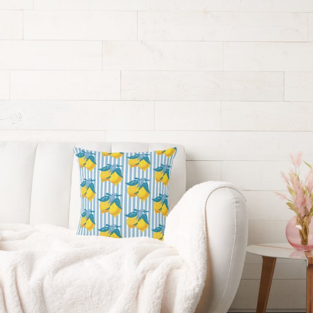 Amalfi Yellow Lemons Mediterranean Style Cushion (Couch)