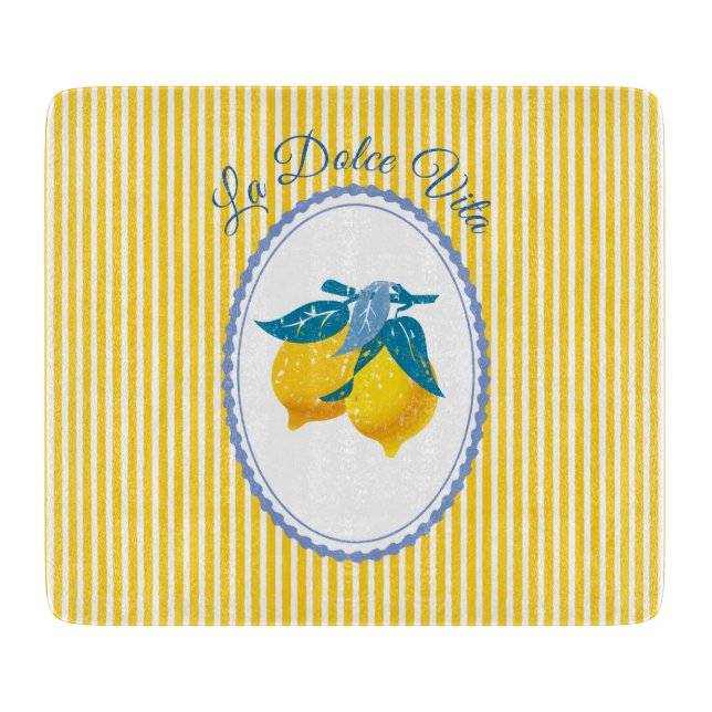 Amalfi Yellow Lemons Mediterranean Style Cutting Board (Front)
