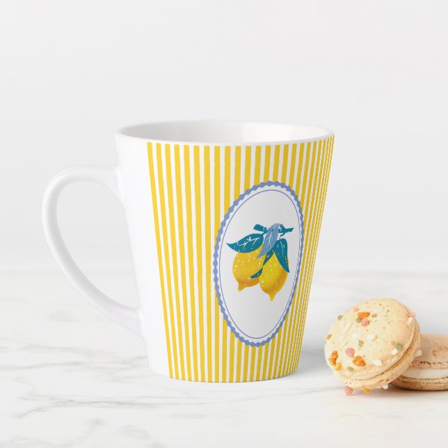 Amalfi Yellow Lemons Mediterranean Style Latte Mug (In Situ)