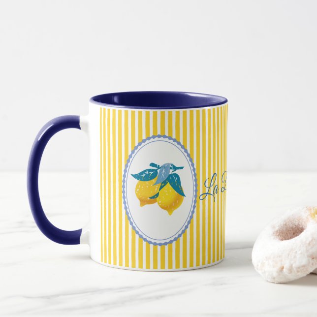 Amalfi Yellow Lemons Mediterranean Style Mug (With Donut)