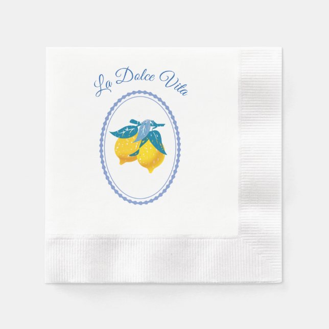 Amalfi Yellow Lemons Mediterranean Style Napkin (Front)