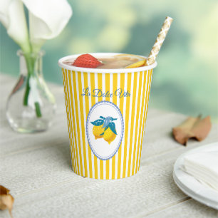 Amalfi Yellow Lemons Mediterranean Style Paper Cups