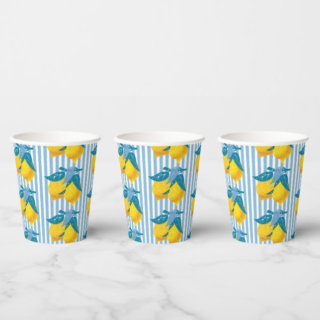Amalfi Yellow Lemons Mediterranean Style Paper Cups (Multi)