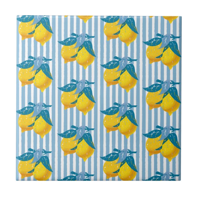Amalfi Yellow Lemons Mediterranean Style Tile (Front)