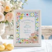 Amalfii Coast Blue Tiles Italian Wedding Welcome