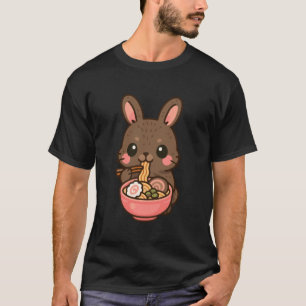 Amami Rabbit Eating Ramen Noodles Kawaii Cute Funn T-Shirt