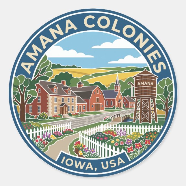 Amana Colonies USA Classic Round Sticker (Front)