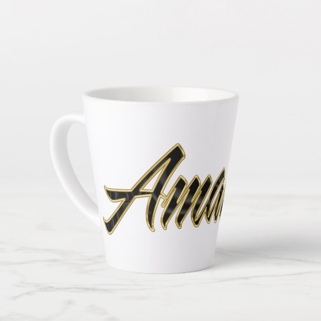 Amanda black gold Lettering Latte Tasse Mug (Left Angle)
