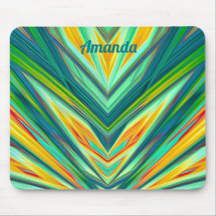 AMANDA ~ Green Yellow Red Orange Fractal Pattern Mouse Pad