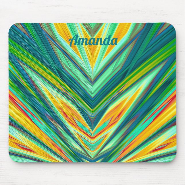 AMANDA ~ Green Yellow Red Orange Fractal Pattern Mouse Pad (Front)