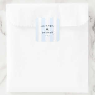 Amanda & Jordan Minimalist Blue Stripes Square Sticker