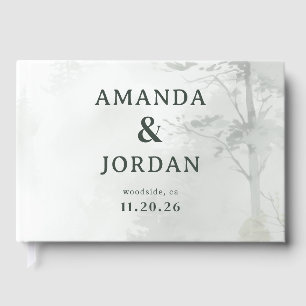 Amanda & Jordan Serene White Minimalist Guest Book