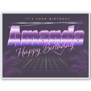 Amanda Name Vorname lila retro Sticker Geburtstag