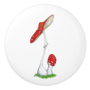 Amanita muscaria ceramic knob